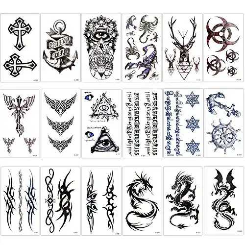 Temporäre Tattoos Konsait 18 Blätter – Tattoo Set für Körpergestaltung