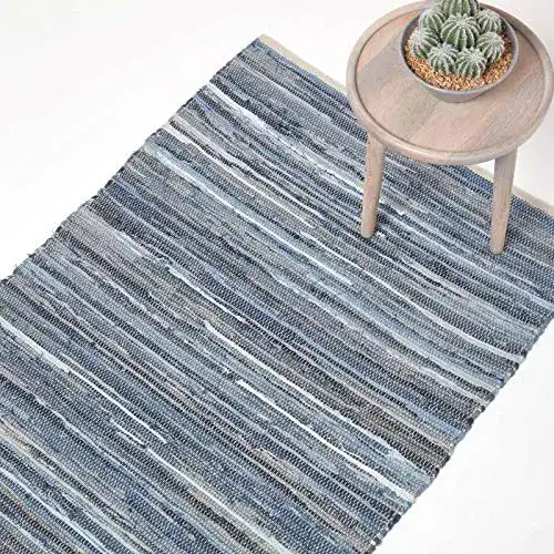 Flickenteppich Homescapes Denim 70×120 cm aus recyceltem Jeansstoff