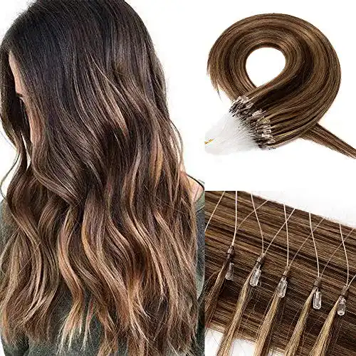 Haartressen Silk-co Echthaar Extensions mit Microring-Befestigung