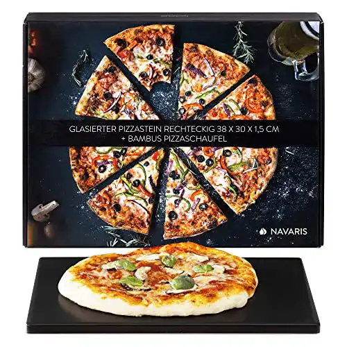 Pizzastein Navaris Cordierit XL 38x30cm für Backofen und Grill