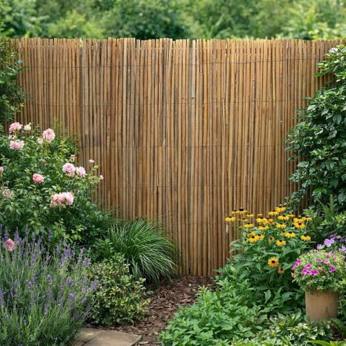 Weidenzaun aus Bambusmatte für Sichtschutz im Garten