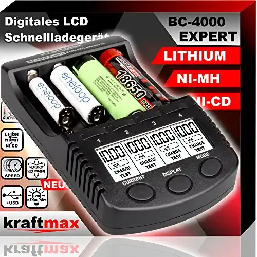 18650 Ladegerät kraftmax BC-4000 Expert – Universelles Akku Ladegerät