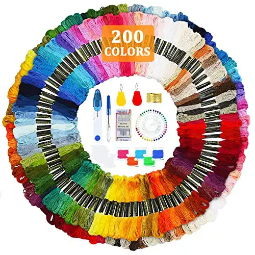 Stickgarn Jotol Set mit 200 Farben und Werkzeugen für Stickerei