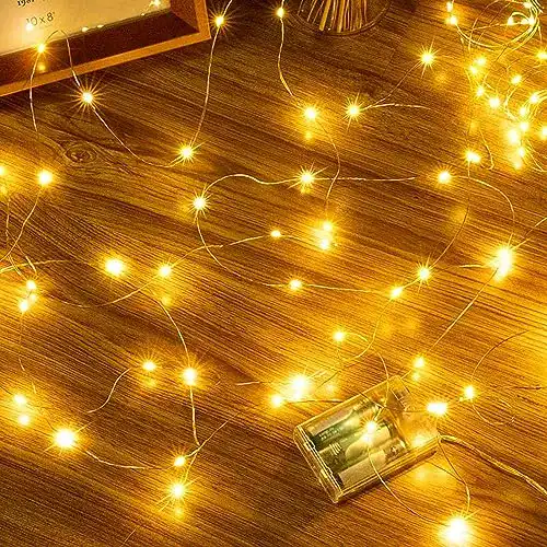 Ollny LED Lichterkette 10m mit 100 warmweißen LEDs für Innen und Außen