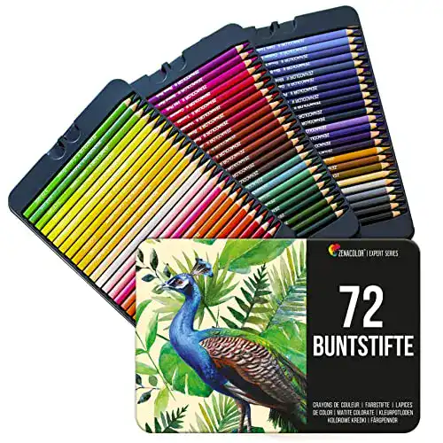 Zenacolor Buntstifte Set mit 72 Farben für Künstler