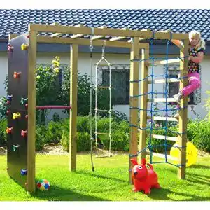 Klettergerüst Spiel und Garten XXL 2,4 m Kletterturm mit Kletternetz