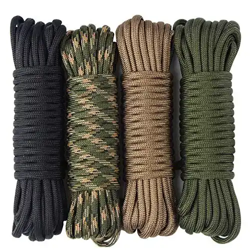 Paracord Schnur Set 4 Stück 19ft/6 Meter 4mm Nylon Seil