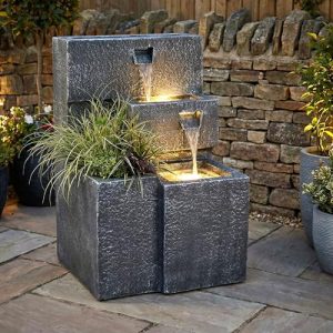 Springbrunnen Garten Arnusa Grada bepflanzbar mit LED Beleuchtung