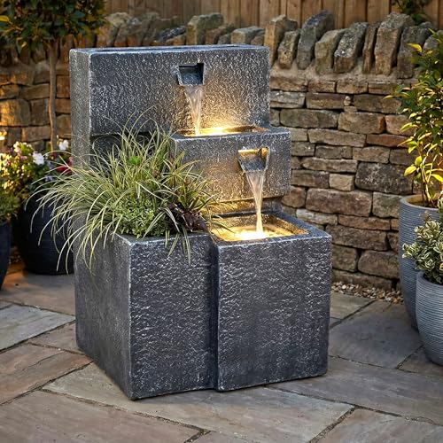 Springbrunnen Garten Arnusa Grada bepflanzbar mit LED Beleuchtung