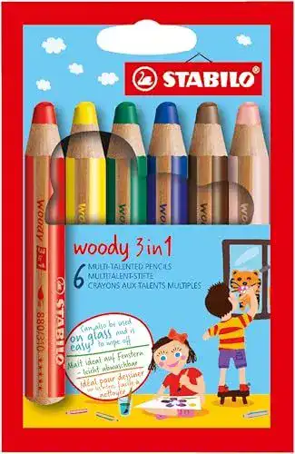 Stabilo Woody 3 in 1 Stifte Set – Buntstifte, Wasserfarben und Wachsmalkreiden