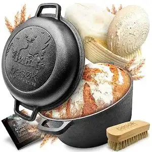 Gusseisen Brottopf mit Gärkorb für Brotbacken