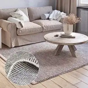 Wollteppich MY-RUG für Kinderzimmer 200 x 140 cm, Roshni, creme