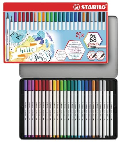 Pinselstifte Stabilo Premium-Filzstift mit Pinselspitze im Metalletui
