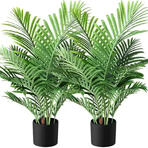 Fopamtri Kunstpalme Areca 90 cm im Topf Künstliche Pflanze für Dekoration