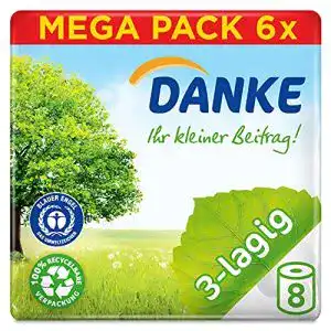 Recycling Toilettenpapier Danke Großpackung 8×150 Blatt
