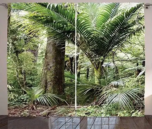 Fotogardinen Abakuhaus Wald mit rustikalem Laubdesign