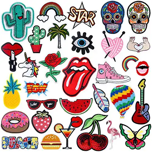 Patches Rymall zum Aufbügeln – 32 Stück Patch Sticker für Textilien