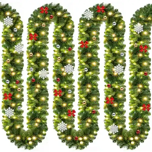 Weihnachtsgirlande mit Beleuchtung von Casaria für Innen und Außen