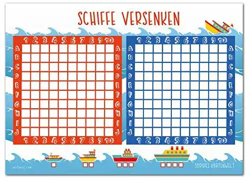 Schiffe versenken Spielblock von Sophies Kartenwelt für Reisen