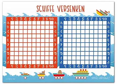 Schiffe versenken Spielblock von Sophies Kartenwelt für Reisen