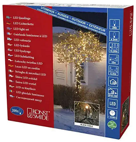 LED Lichterkette Konstsmide 3613-800 mit 200 bernsteinfarbenen Dioden