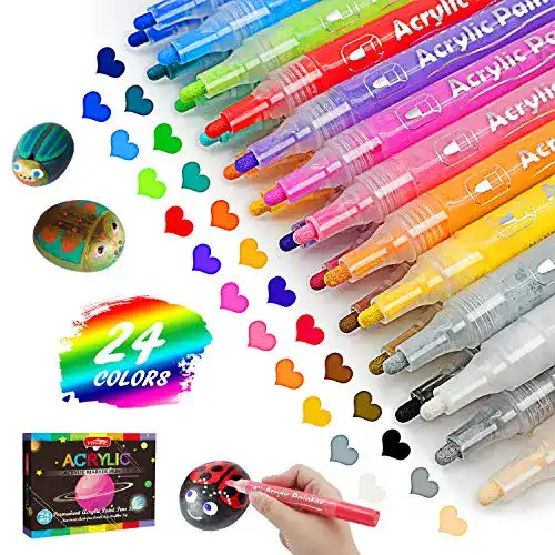 Acrylstifte YITHINC für Steine, 24 Farben, wasserfest und vielseitig einsetzbar