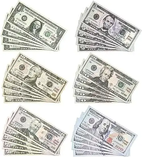 Spielgeld DONGZQAN 150 Stück Prop Money mit Dollar Scheinen