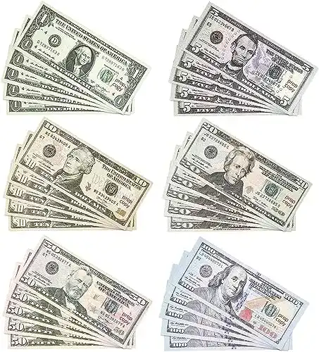Spielgeld DONGZQAN 150 Stück Prop Money mit Dollar Scheinen