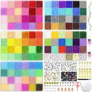 Perlenset mit 48690 Stück 2mm Glasperlen in 114 Farben zum Auffädeln