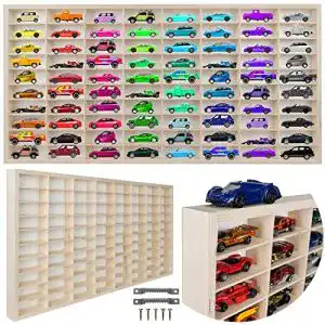 Setzkasten Kruzzel – Holzregal für Spielzeugautos mit 80 Fächern