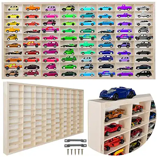 Setzkasten Kruzzel – Holzregal für Spielzeugautos mit 80 Fächern
