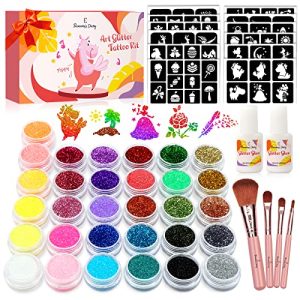 Glitzer Tattoo Set für Mädchen mit biologisch abbaubarem Glitzer