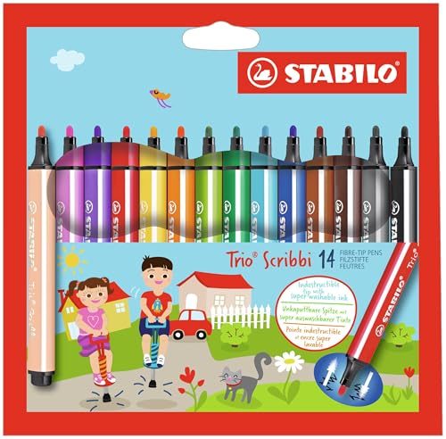 Filzstifte Stabilo Trio Scribbi mit gefederter Dreikantspitze