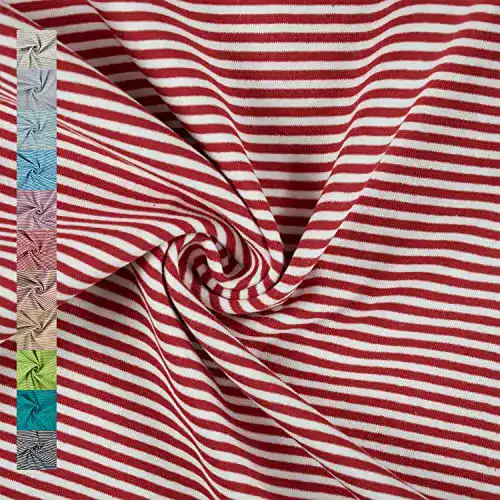 Bündchenstoff Lio Ringelbündchen Schlauchware rot/weiß 25cm x 35/70cm