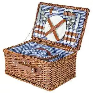 Picknickkorb für 4 Personen von Zolta mit Deckel und Weidenmaterial