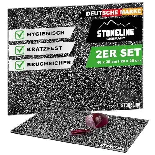 Glas Schneidebrett Set von Stoneline – 2-teilig, hitzebeständig und vielseitig
