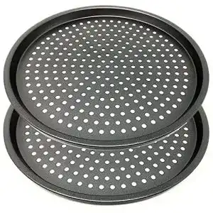 Pizzablech LS Kitchen – Antihaft-Pizza-Backblech mit Löchern, Karbonstahl