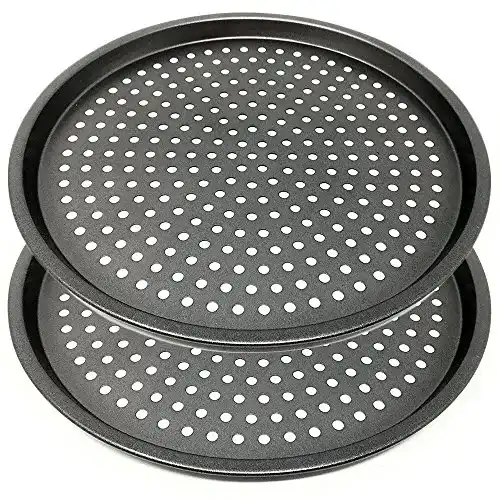 Pizzablech LS Kitchen – Antihaft-Pizza-Backblech mit Löchern, Karbonstahl