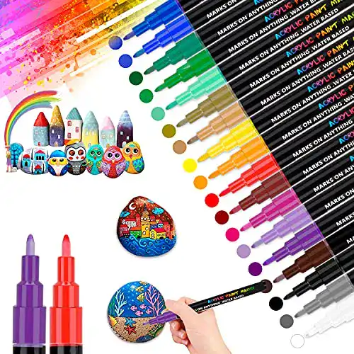 Acrylstifte Goffii 18 Farben für wasserfestes Malen auf Steinen