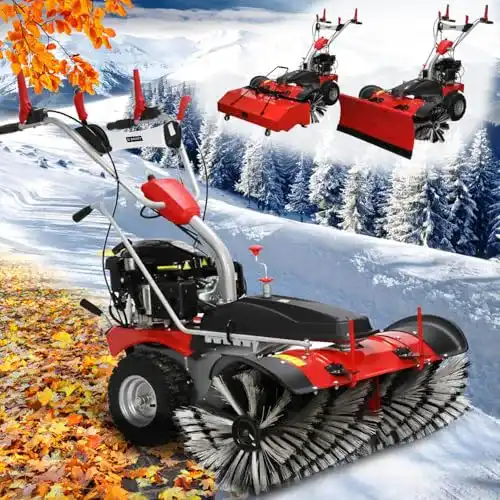 Benzin Schneefräse und Kehrmaschine von Brast mit Laubsammler