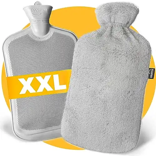Grosse Wärmflasche Pasper XXL 3,5 Liter mit Fleece-Bezug