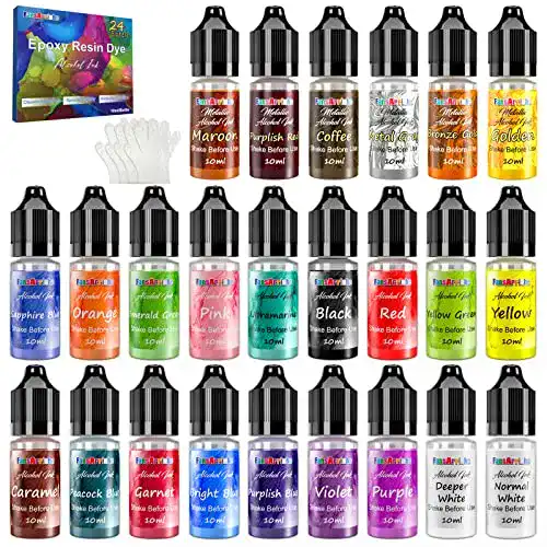 Alcohol Ink Set mit 24 Farben für Epoxidharz und Kunstprojekte