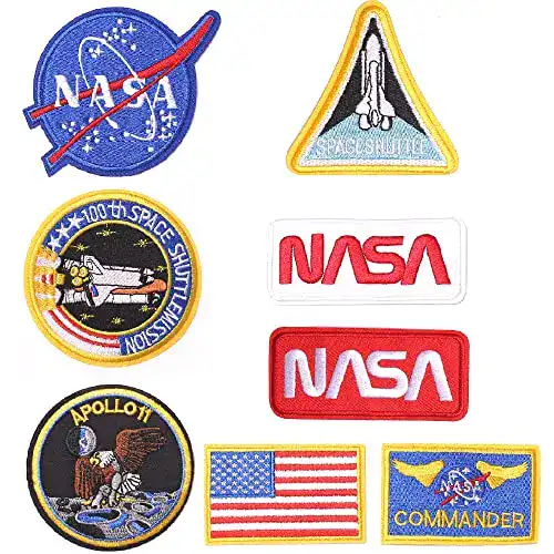NASA Patches 8er Set Gestickte Aufnäher für Kleidung und Accessoires