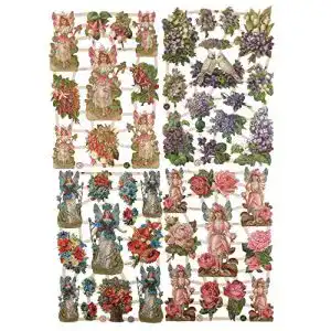 Glanzbilder Set mit Elfen und Blumen 4 verschiedene Motive