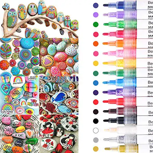 Acrylstifte Beager für Steine in 16 Farben, wasserfest und permanent