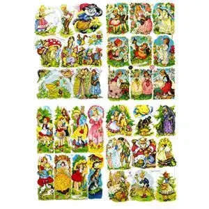 Märchen Glanzbilder Set mit 4 verschiedenen Oblaten für Bastelprojekte