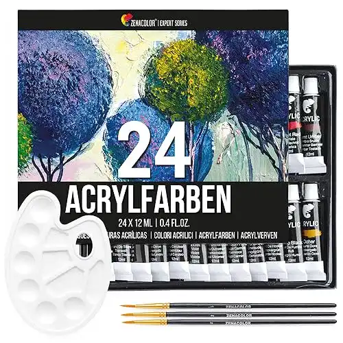 Acrylfarben Zenacolor Set mit 24 Tuben je 12 ml