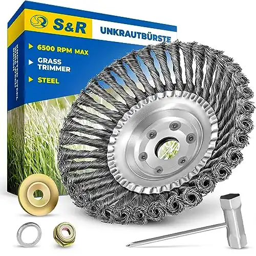 Unkrautbürste S&R Stahlbürste 200 mm x 25,4 mm 5-teiliges Set