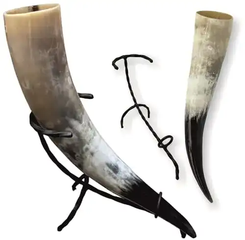 Trinkhorn Hornerey T05S Wikinger 0,5l mit Schmiedeeisenständer
