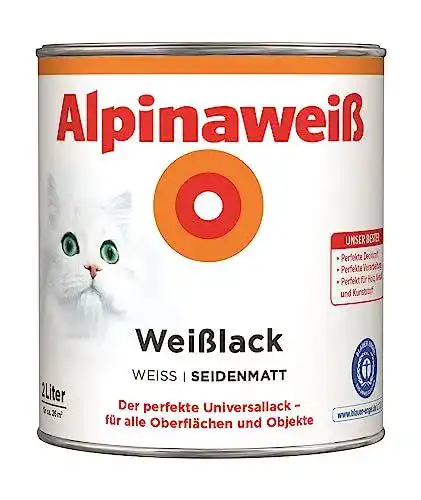 Alpina Weißlack 2 Liter seidenmatt für glatte Oberflächen